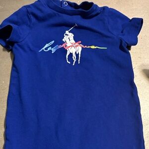 Ralph Lauren Royal Blue Short Sleeve Polo Player Tee with Rainbow Script
